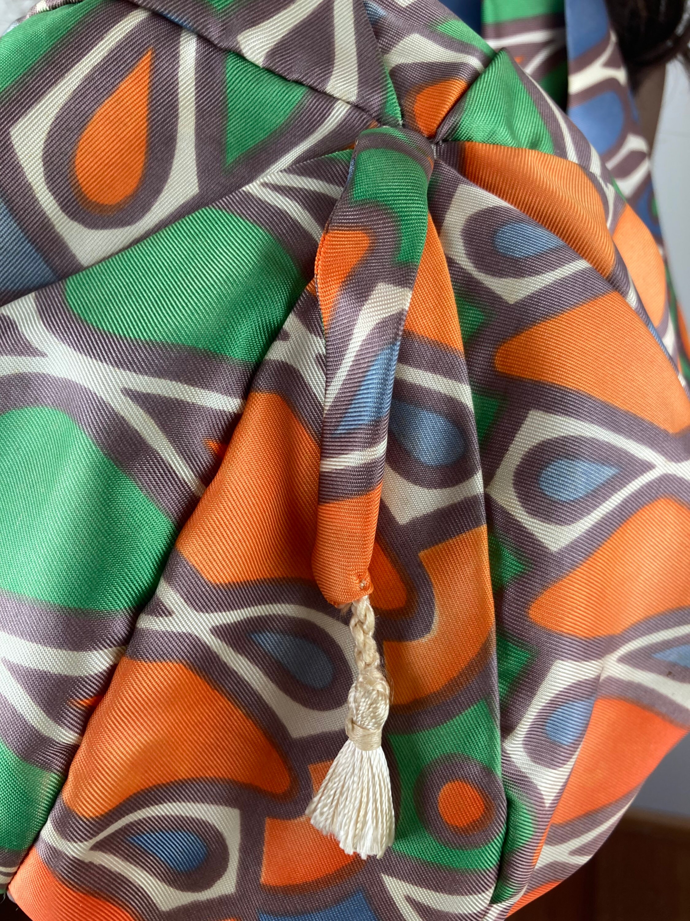 1960s Colorful Paneled Beret With Matching Scarf - Vintage 
