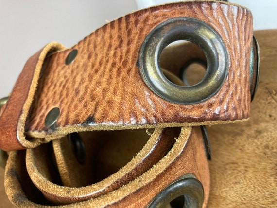Vintage Leather Grommet Belt - image 8