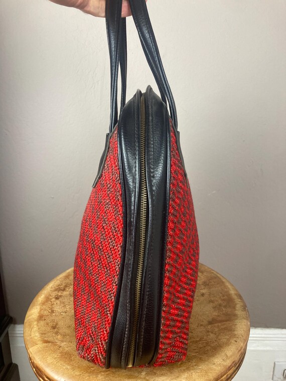 1960s Red Houndstooth Mod Tote Bag - image 6