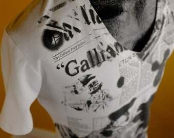 Iconic Y2K John Galliano Newsprint Tee Shirt - S/M - Etsy
