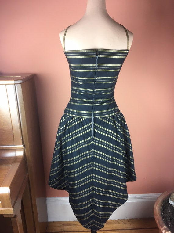 Black and Gold Striped 1950s Cotton Dress - image 4