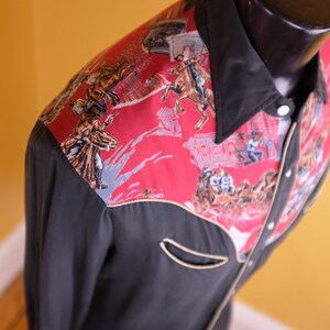 1950s / 1960s Rayon Shirt Jesse James Themed Western Shirt image 4