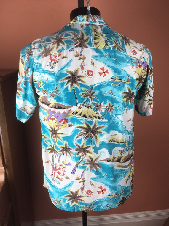 1960s Cold Rayon Hawaiian Aloha Shirt - Medium - image 3