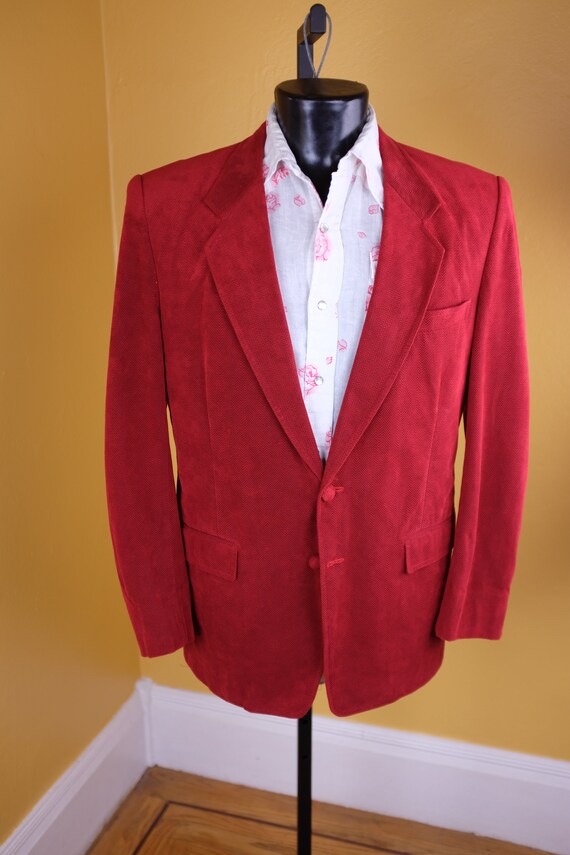 1960s Custom Made Red Velour Holiday Blazer