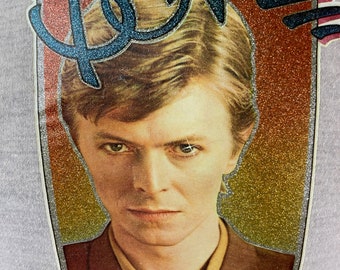 Camiseta con el anillo de Bowie, original y poco común, de 1979, talla S/M