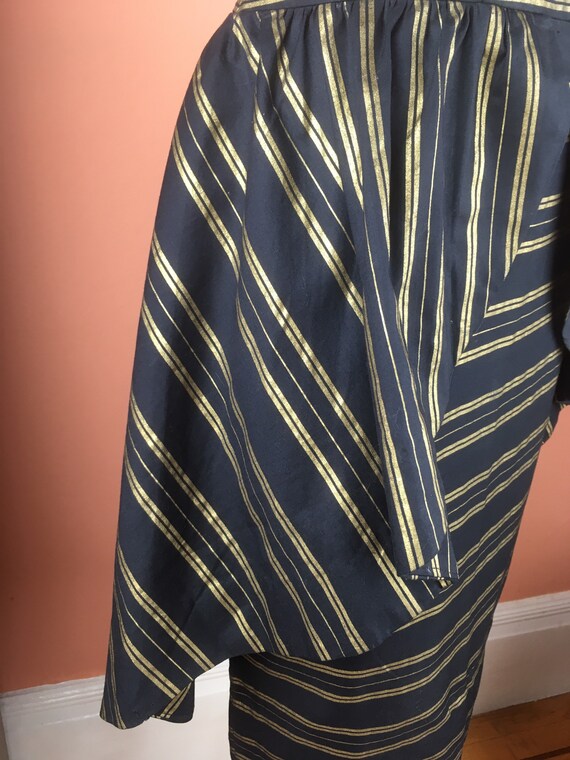 Black and Gold Striped 1950s Cotton Dress - image 7