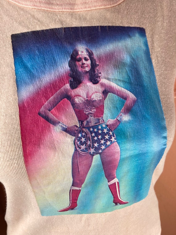 1970s Original Wonder Woman Decal Transfer Tee - … - image 3