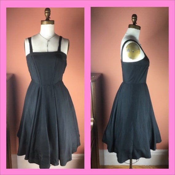 1940s / 1950s Black Zippered Fit and Flare Slip - image 2