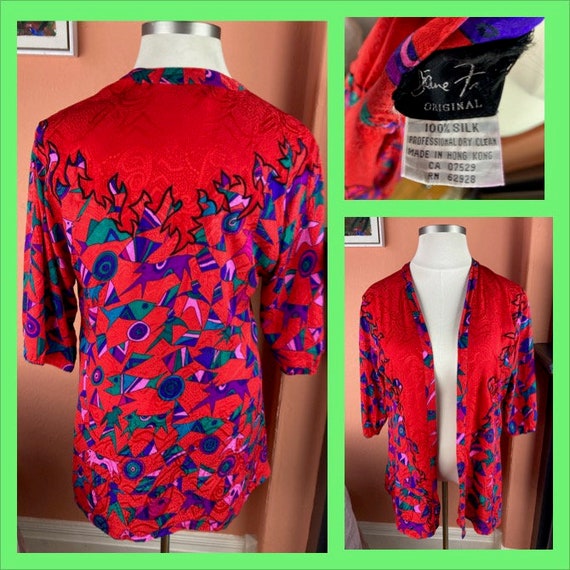 1980s / 1990s Diane Freis Embroidered Silk Print … - image 1