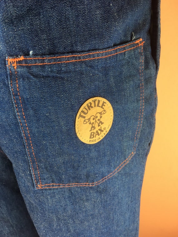 1970s Turtle Bax Sanforized Denim Bell Bottom Ove… - image 9