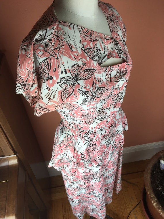 Stunning 1940s Rayon Dress with Butterfly Print - image 2
