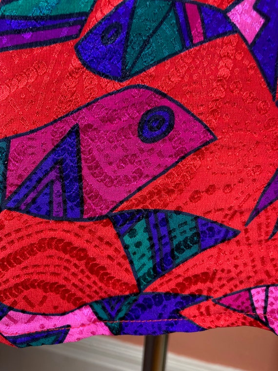 1980s / 1990s Diane Freis Embroidered Silk Print … - image 9