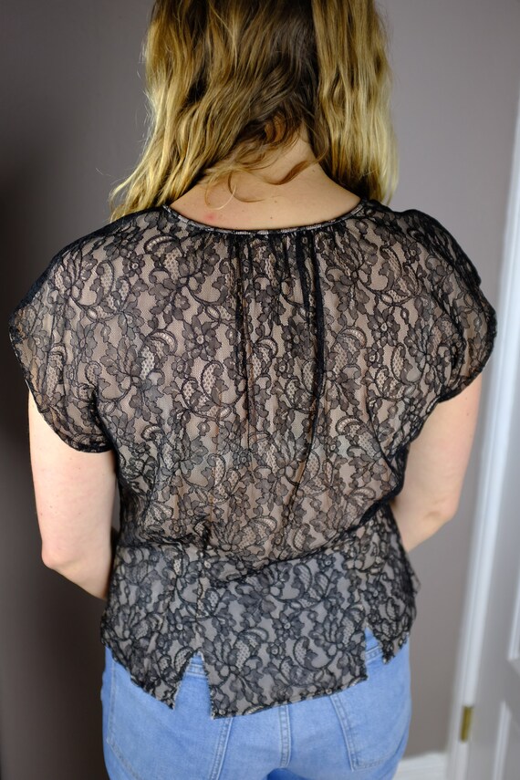 1940s/1950s Black Lace Blouse - image 6