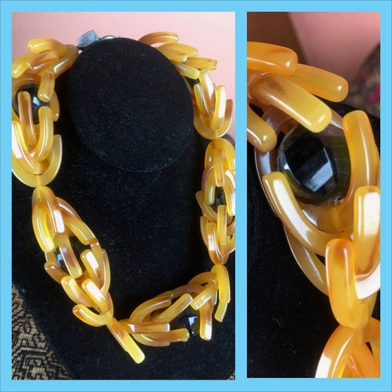 Midcentury Atomic Statement Necklace - Vintage Pl… - image 1