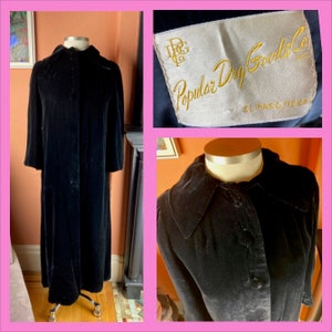 Vintage Black Velvet Opera Coat - Large - Popular Dry Goods Co.