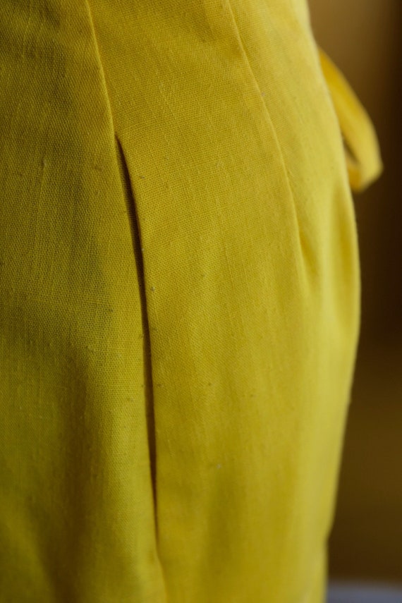 Yellow 1970s Cotton Wrap Skirt - Medium/Large - image 6