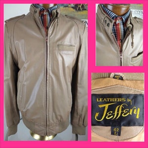 1980s Jeffrey Gray Leather Jacket with Banded Collar - 42 long