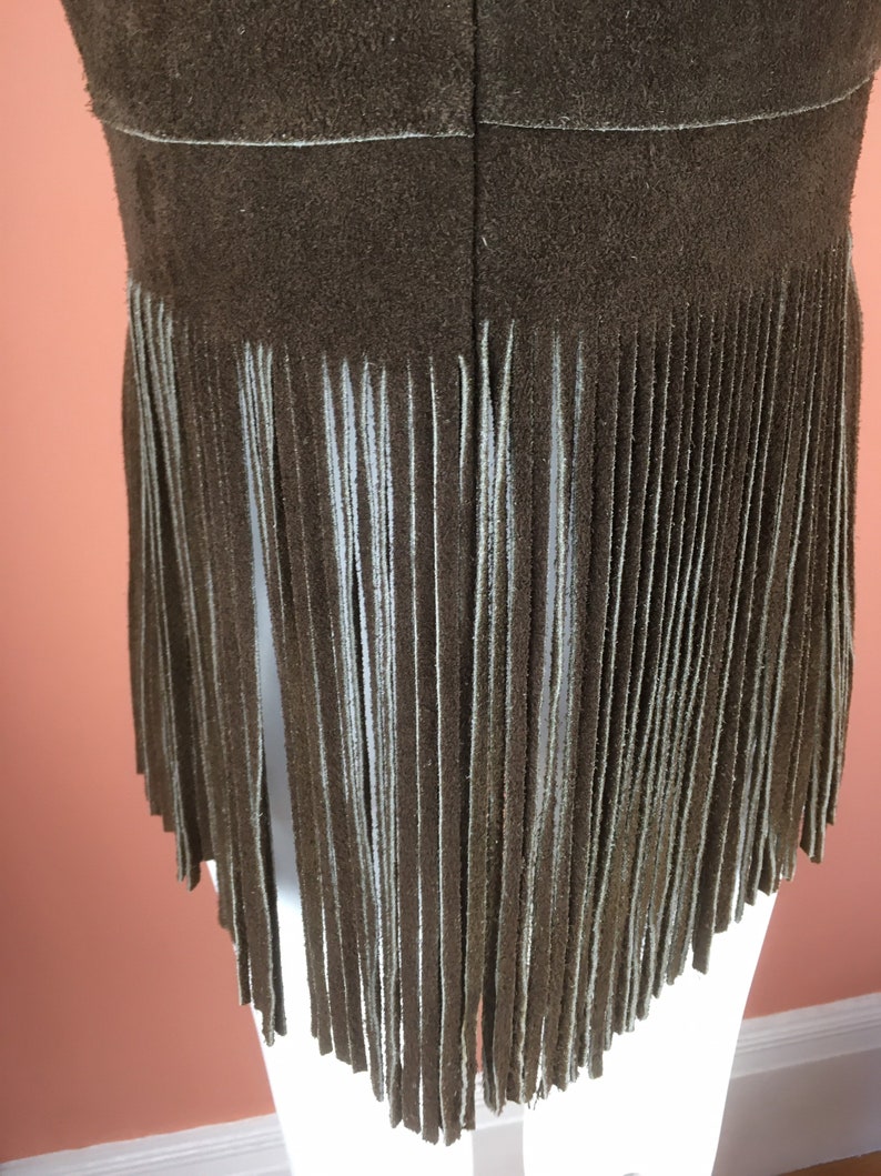 1960s Brown Suede Fringe Hippie Vest/Festival Vest / Small image 4