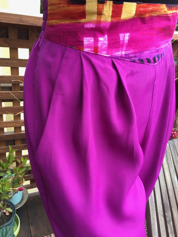 1980s/1990s Fuchsia Rayon Tapered Slacks - image 2