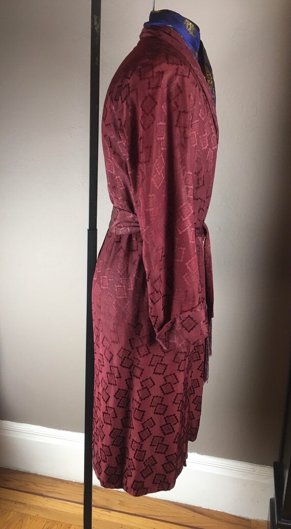 Magnificent 1940s Burgundy Smoking Robe with Orig… - image 3