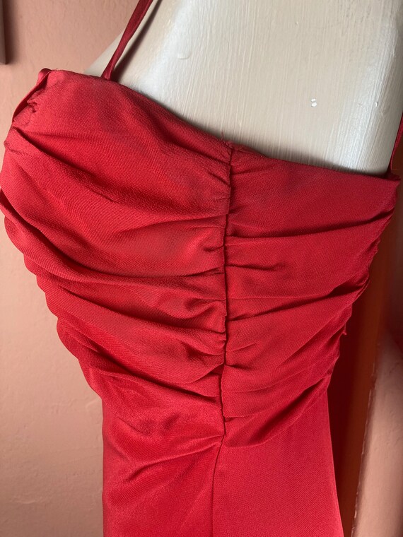 1970s / 1980s Draped Red Christian Dior Gown - image 3