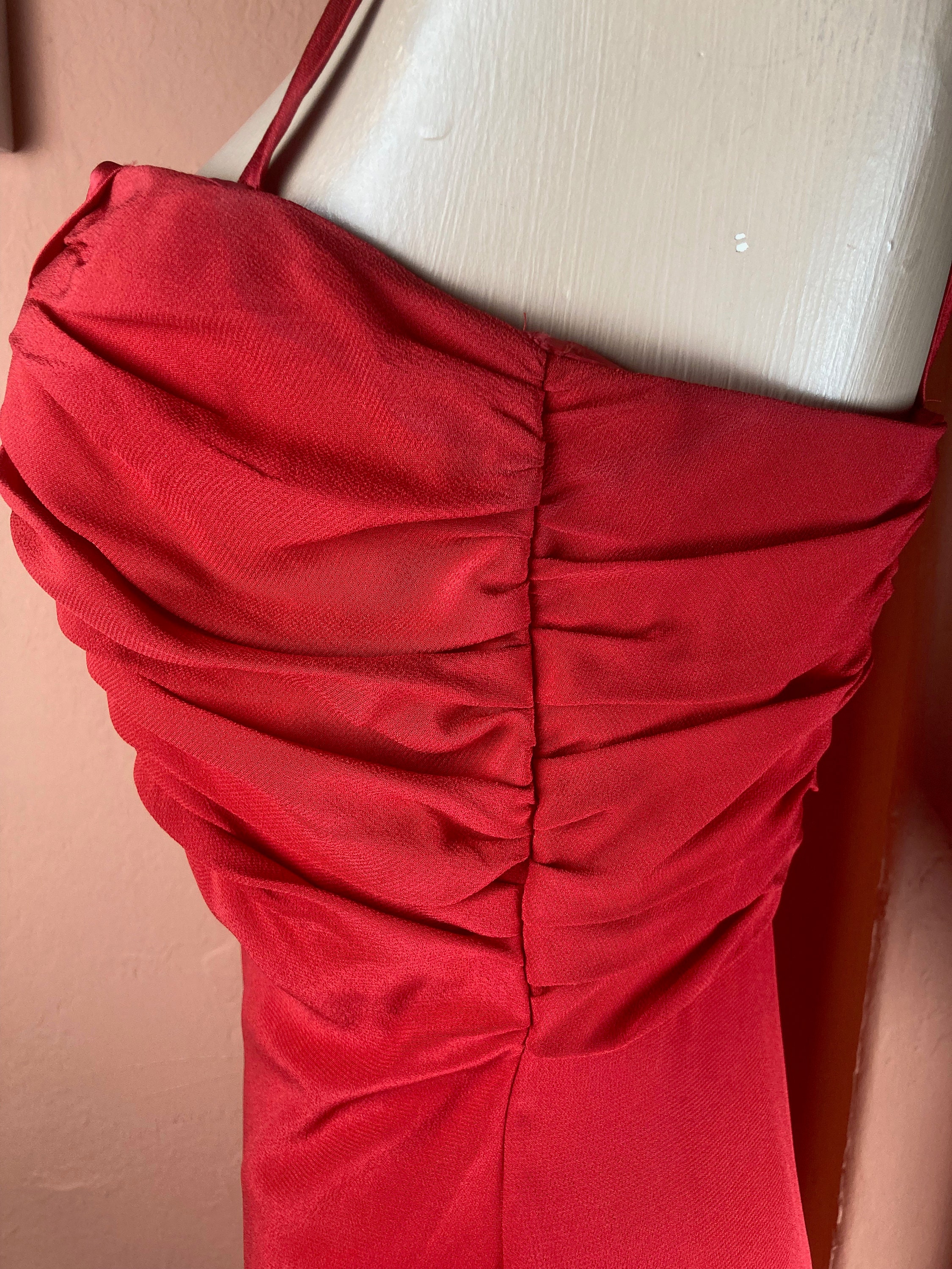 1970s / 1980s Draped Red Christian Dior Gown - Etsy