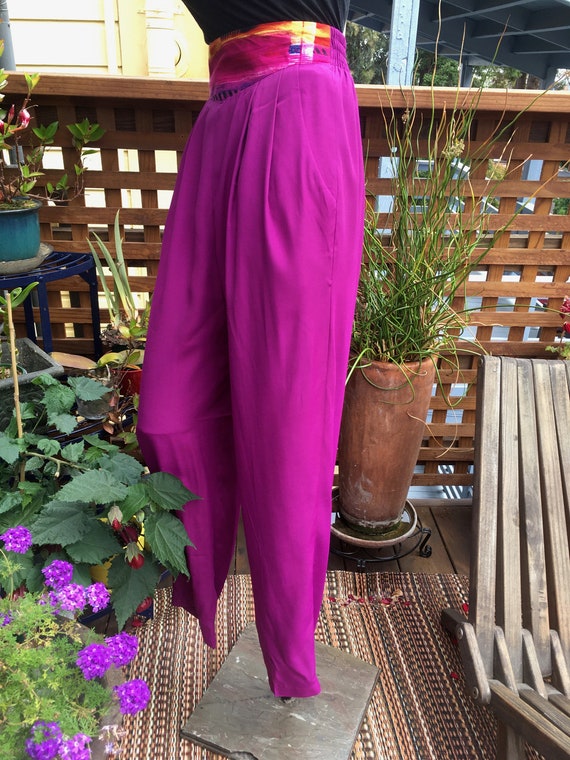 1980s/1990s Fuchsia Rayon Tapered Slacks - image 5