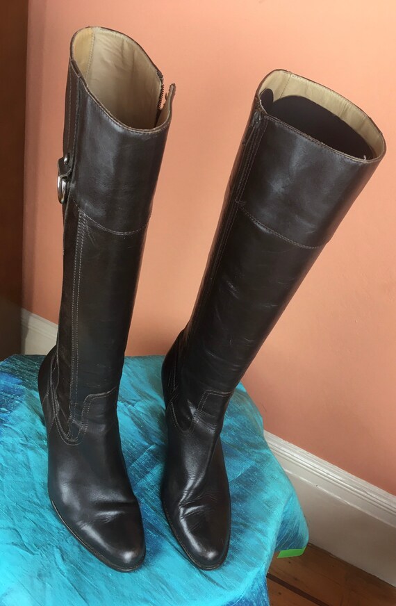 1980s Brown Coach Tall Boots Size 7 1 2 Made in Italy Etsy