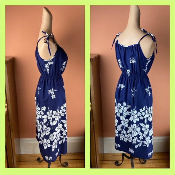 1960s Blue Ui Maikai Hawaiian Dress - Medium - image 2