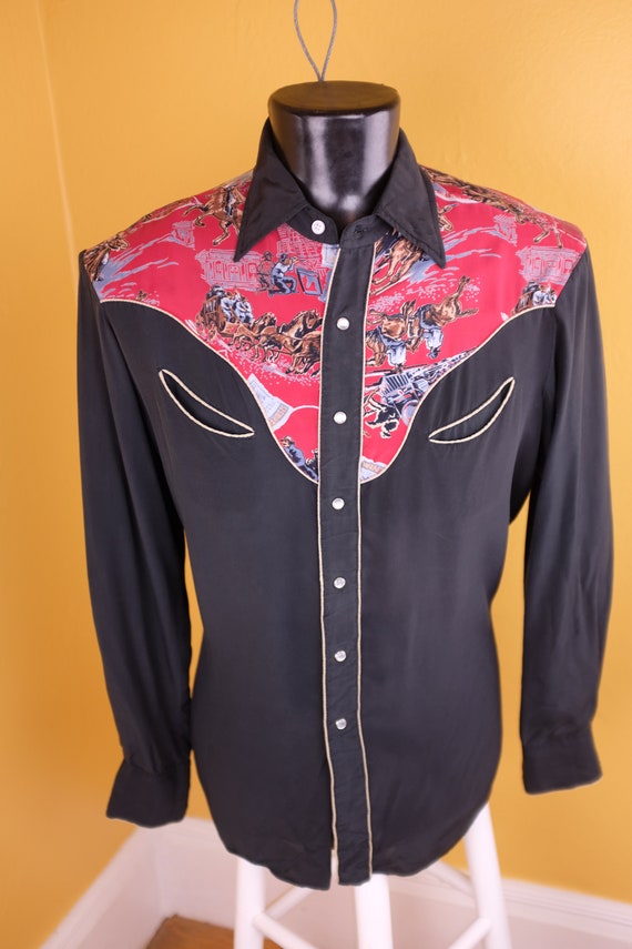 1950s / 1960s Rayon Shirt - Jesse James Themed Wes