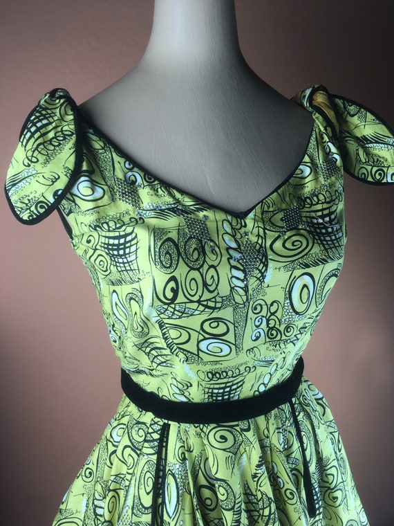 1940s / 1950s Cotton Print Dress - Full Skirt - A… - image 3