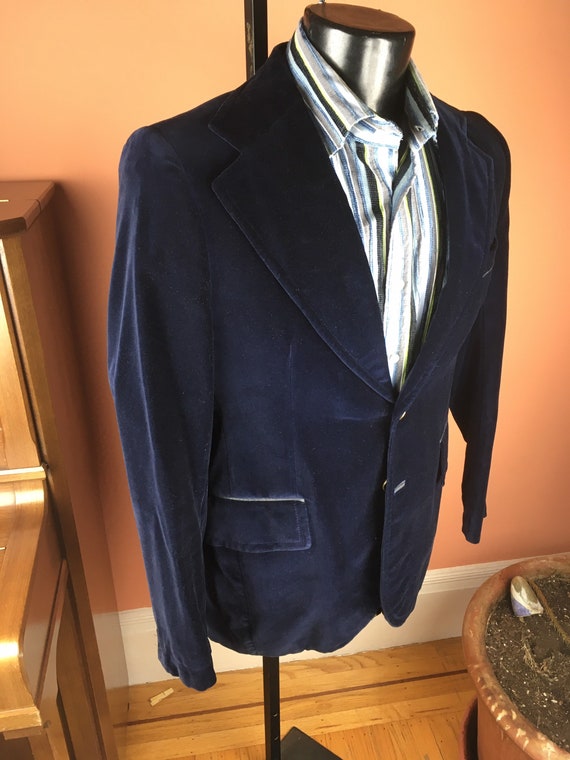 1970s Dark Blue Velvet Cortefiel Sportcoat - image 2