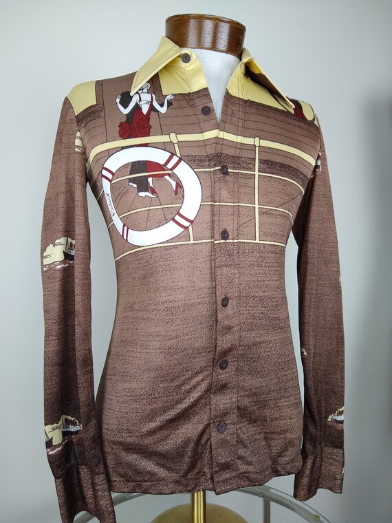 1970s Disco Shirt with 1920s Love Boat Print