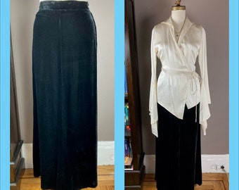 1930s Black Silk Velvet Maxi Skirt  - (Skirt Only)