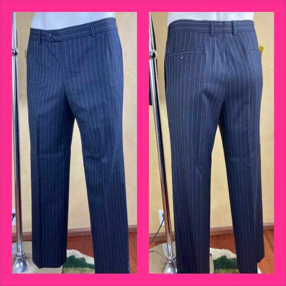 Brown Pinstripe Suit - Wool Suit - Three Button Suit - Mens 3 Button Suit Pleated Pants - 100% Percent Wool Fabric Suit - Worsted Wool Business Suit