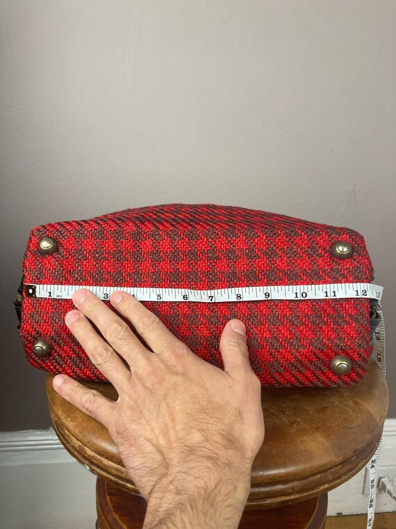 1960s Red Houndstooth Mod Tote Bag - image 11