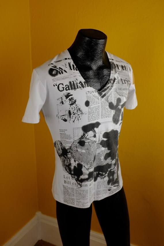 Iconic Y2K John Galliano Newsprint Tee shirt - S/M - image 1