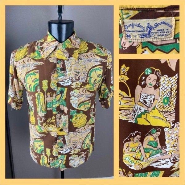 Island Day Folded Collar Hawaiian Rayon Shirt