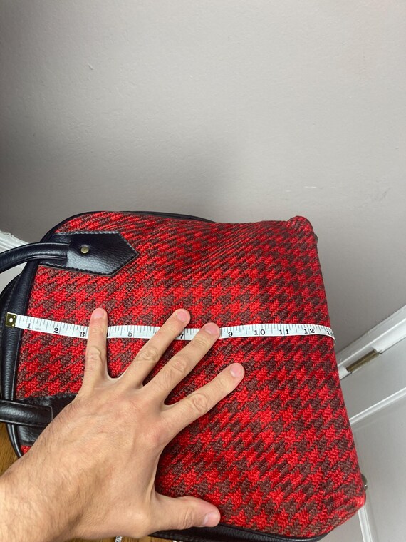 1960s Red Houndstooth Mod Tote Bag - image 9