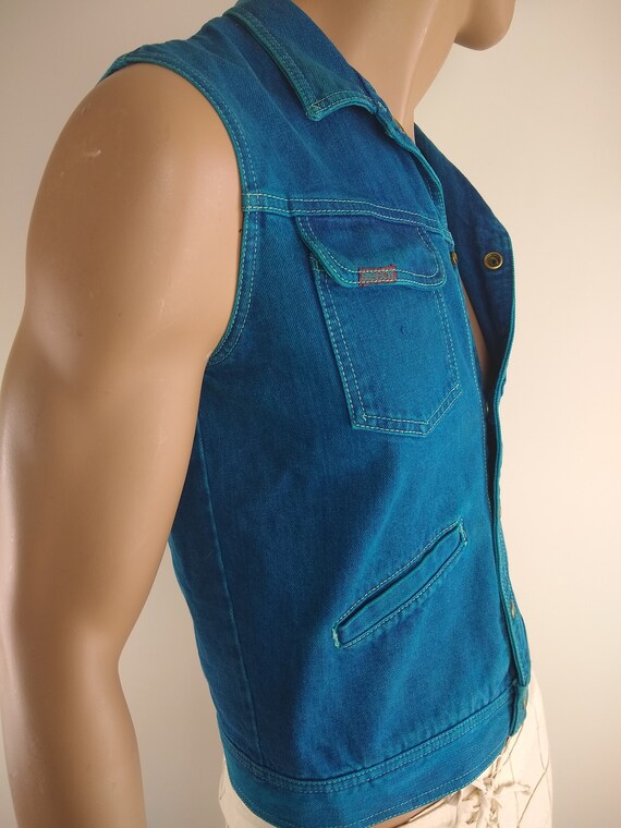 1980s Sassoon Teal Denim Vest - Small - image 4