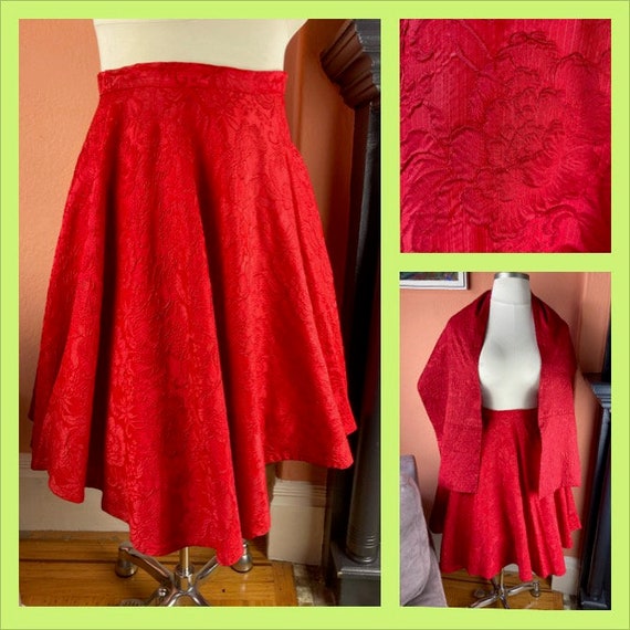 Red Brocade Lehenga Skirt/One Size-Fits upto waist 36 inches | Brocade  lehenga, Skirts, Lehenga