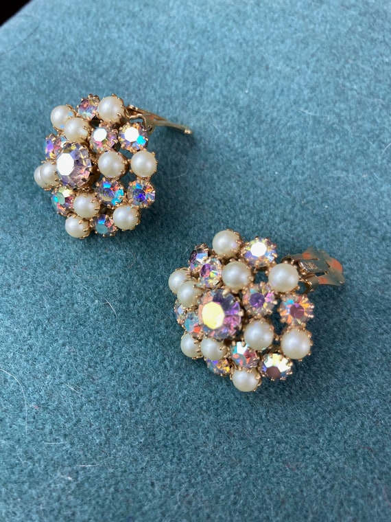 Vintage Kramer Faux Pearl and Crystal Rhinestone … - image 2