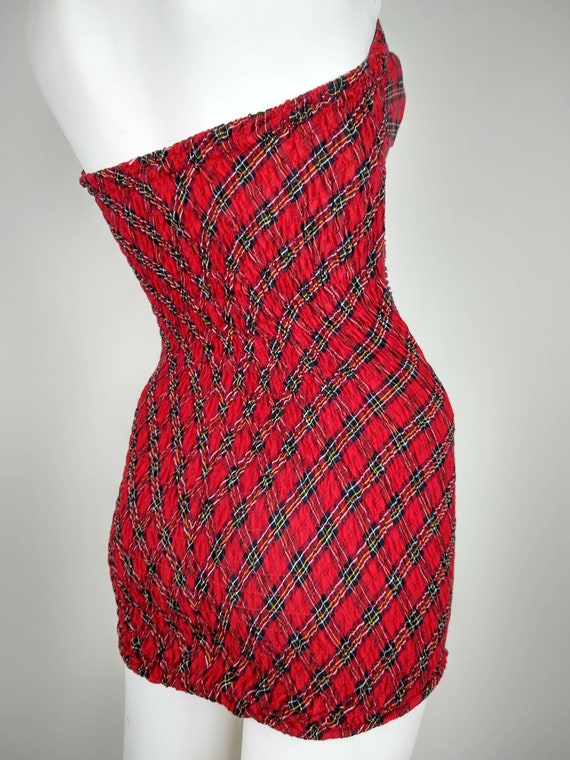 1940s / 1950s Jantzen Red Plaid Swimsuit / Sunsui… - image 4