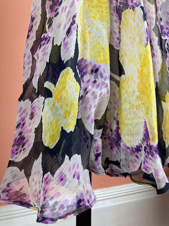 1920s Bias Cut Silk Chiffon Floral Print Dress - … - image 8