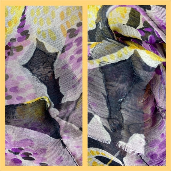 1920s Bias Cut Silk Chiffon Floral Print Dress - … - image 2
