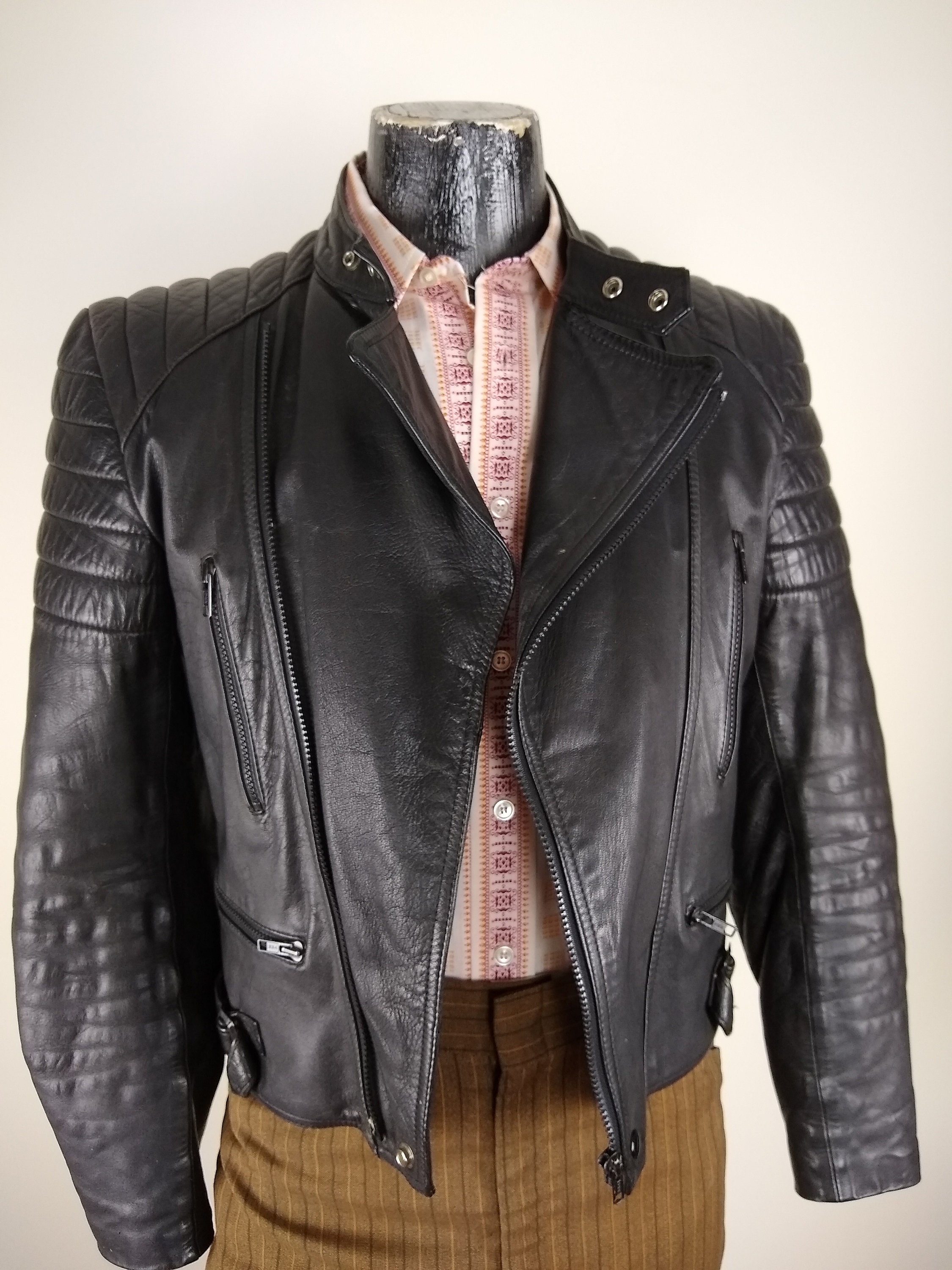 ジャケット・アウター 70's ECLAIR Motorcycle Leather Jacket Super Stylish 1970s German Leather Motorcycle Jacket, Size
