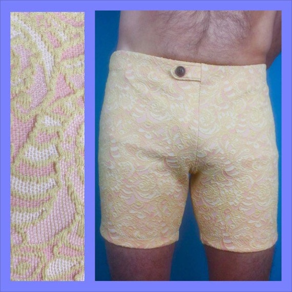 1960s Mens Doubleknit Shorts / Bathing Suit - Med… - image 1