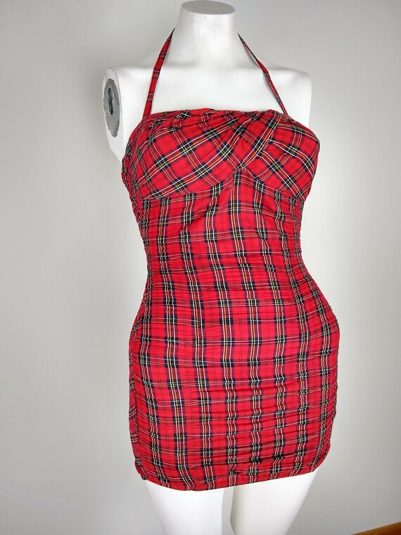 1940s / 1950s Jantzen Red Plaid Swimsuit / Sunsui… - image 5