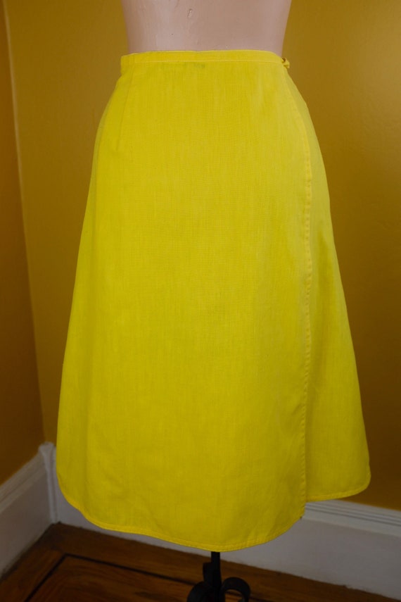 Yellow 1970s Cotton Wrap Skirt - Medium/Large - image 7