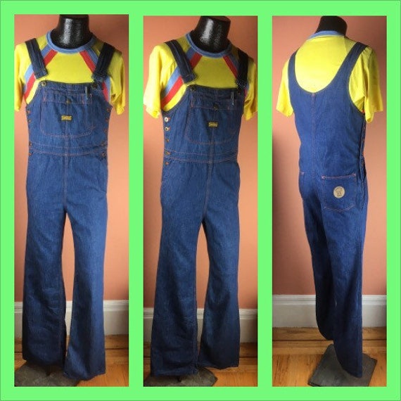 1970s Turtle Bax Sanforized Denim Bell Bottom Ove… - image 1